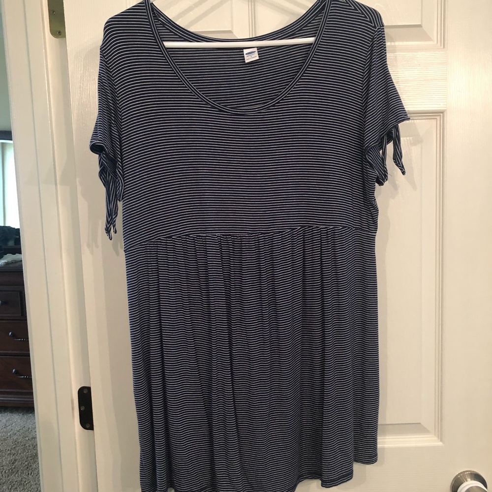 Navy and White Striped Maternity Top